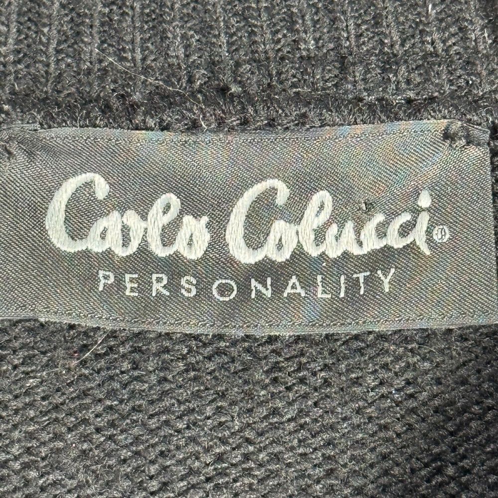 VTG Carlo Colucci Sweater Mens Size 52/ L Black Blue 3D Knit Wool Blend Cosby - Picture 7 of 10